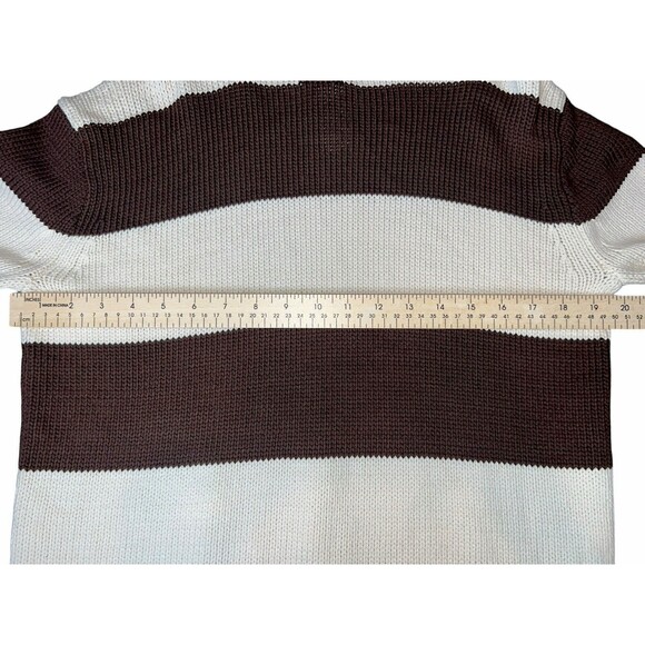 J.CREW NWT ULTRA Cream & Brown rugby stripe mockneck sweater Preppy XS - Picture 9 of 11